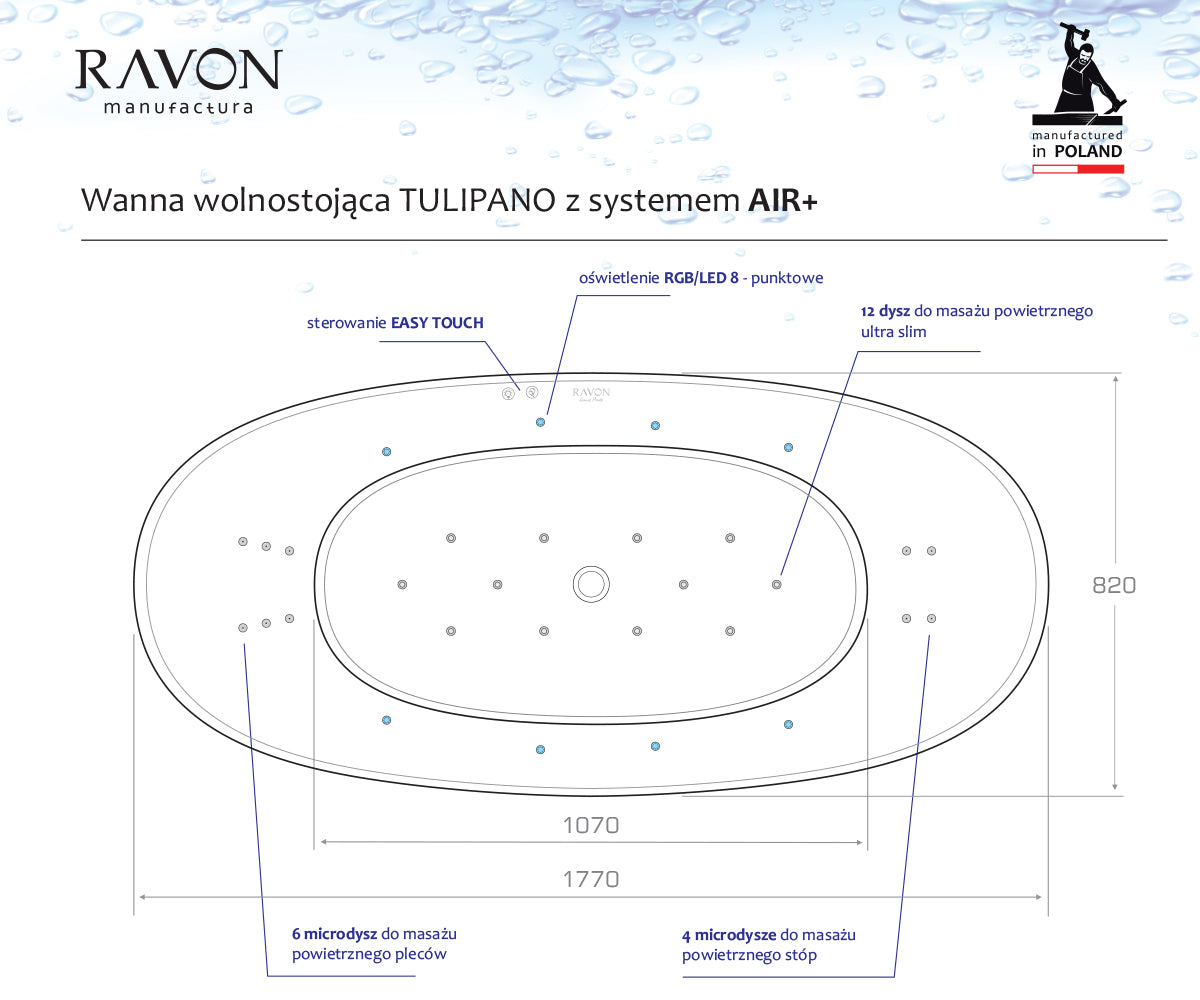 Wanna wolnostojąca Tulipano z systemem AIR+