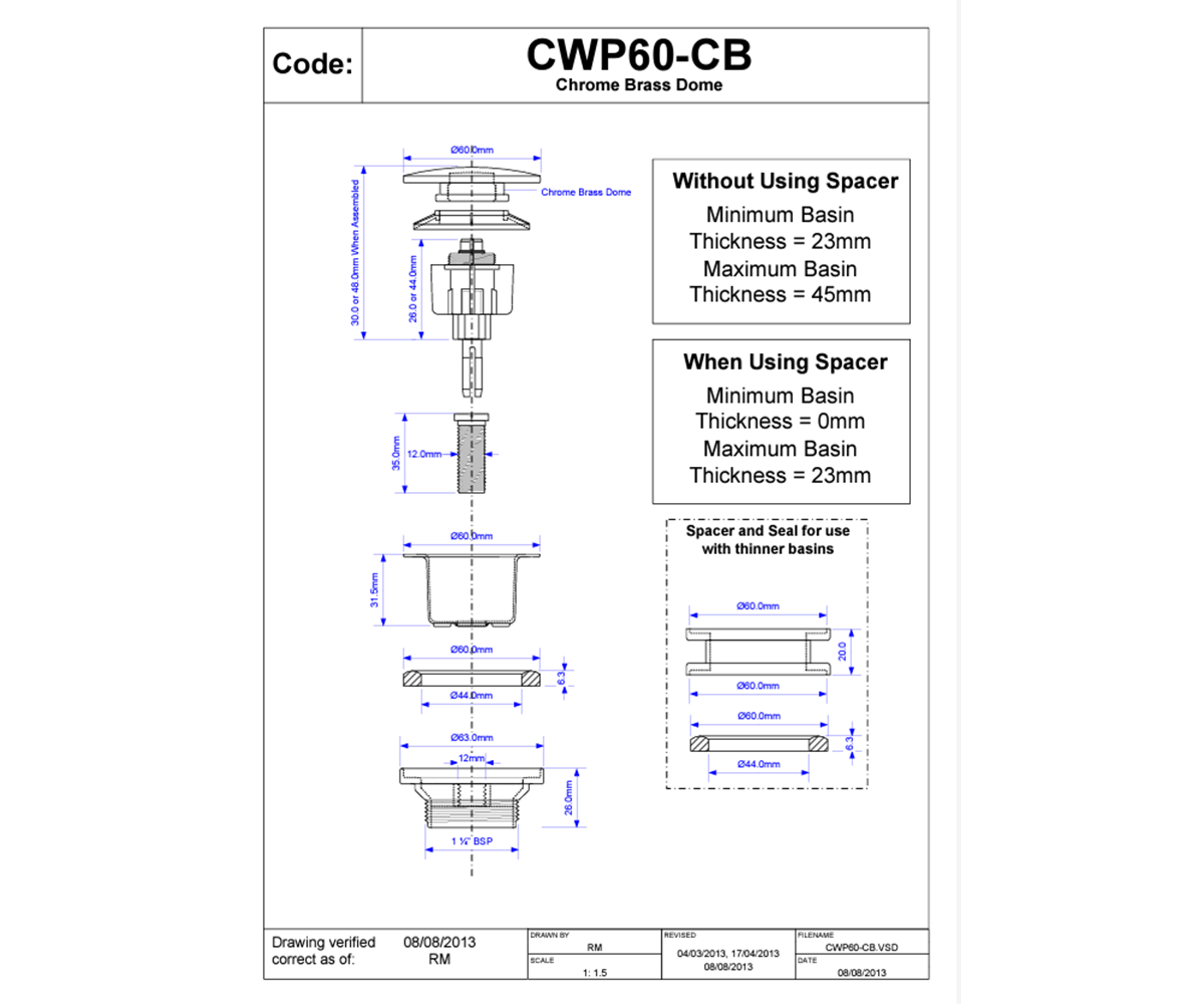 Korek umywalkowy Klik/Klak (chrom) ODKU09