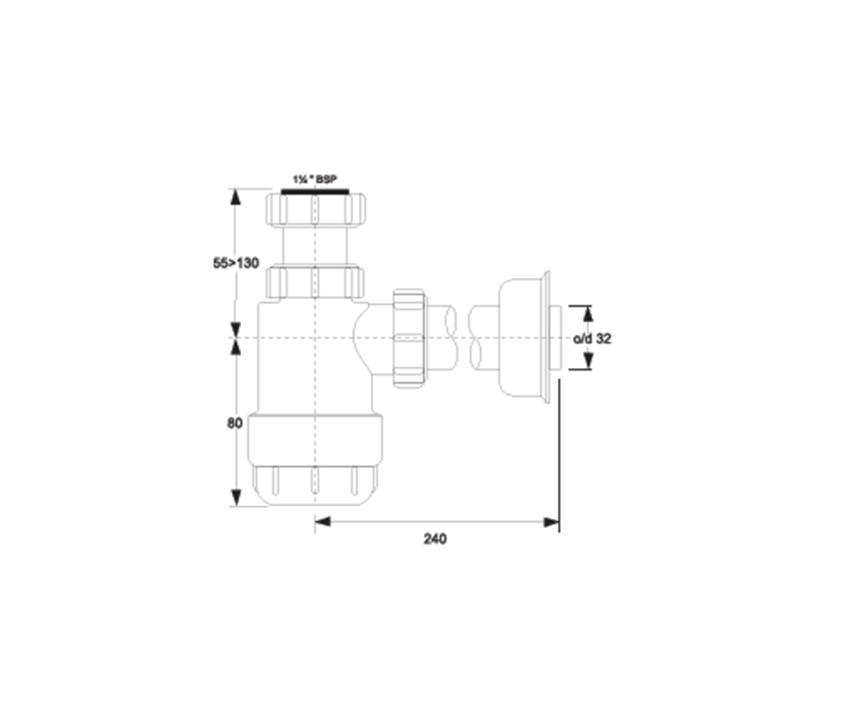Syfon umywalkowy butelkowy (pcv biały) ODSU11