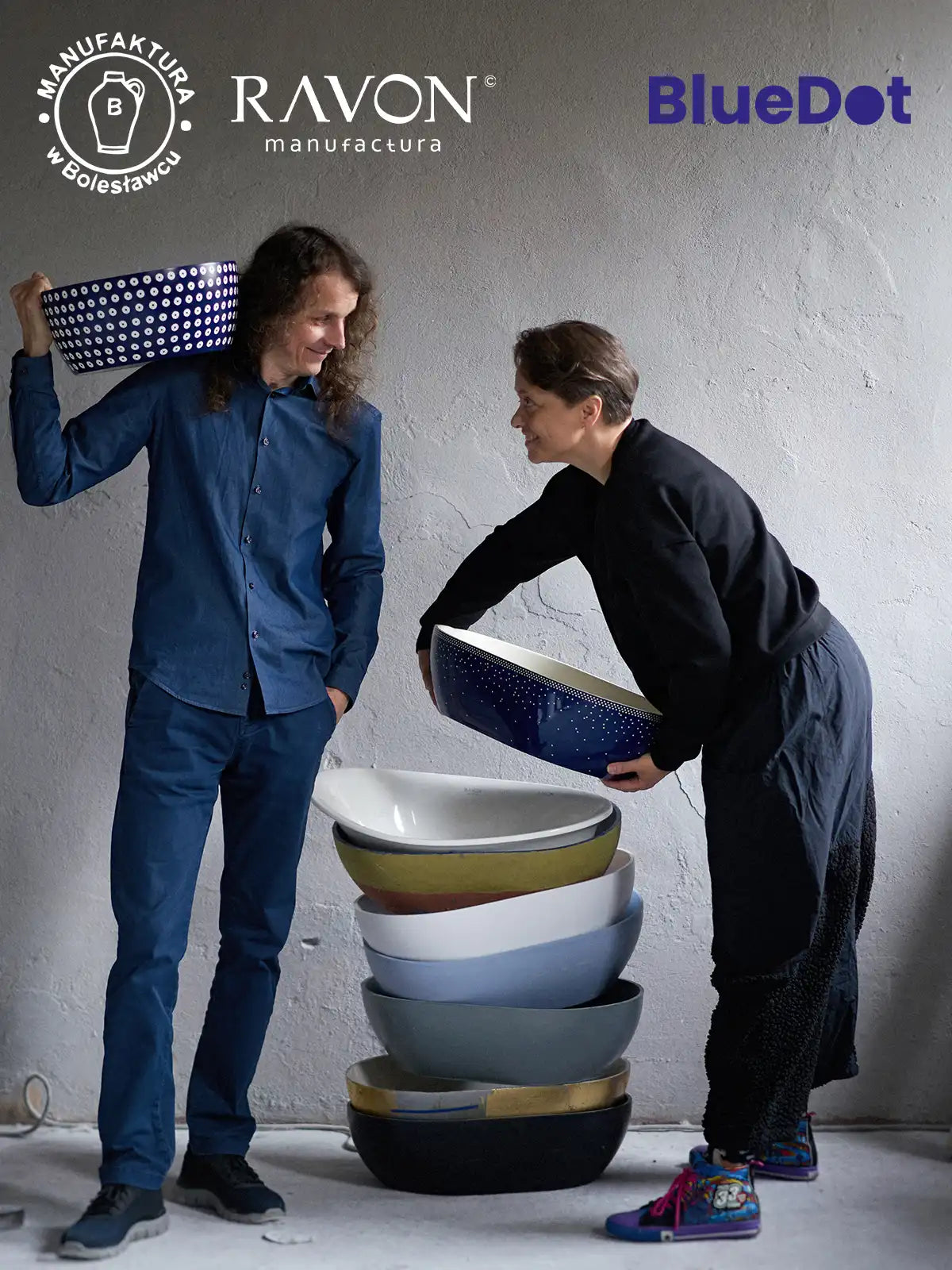 Ravon BlueDot Serenity umywalka nablatowa ręczne zdobienie