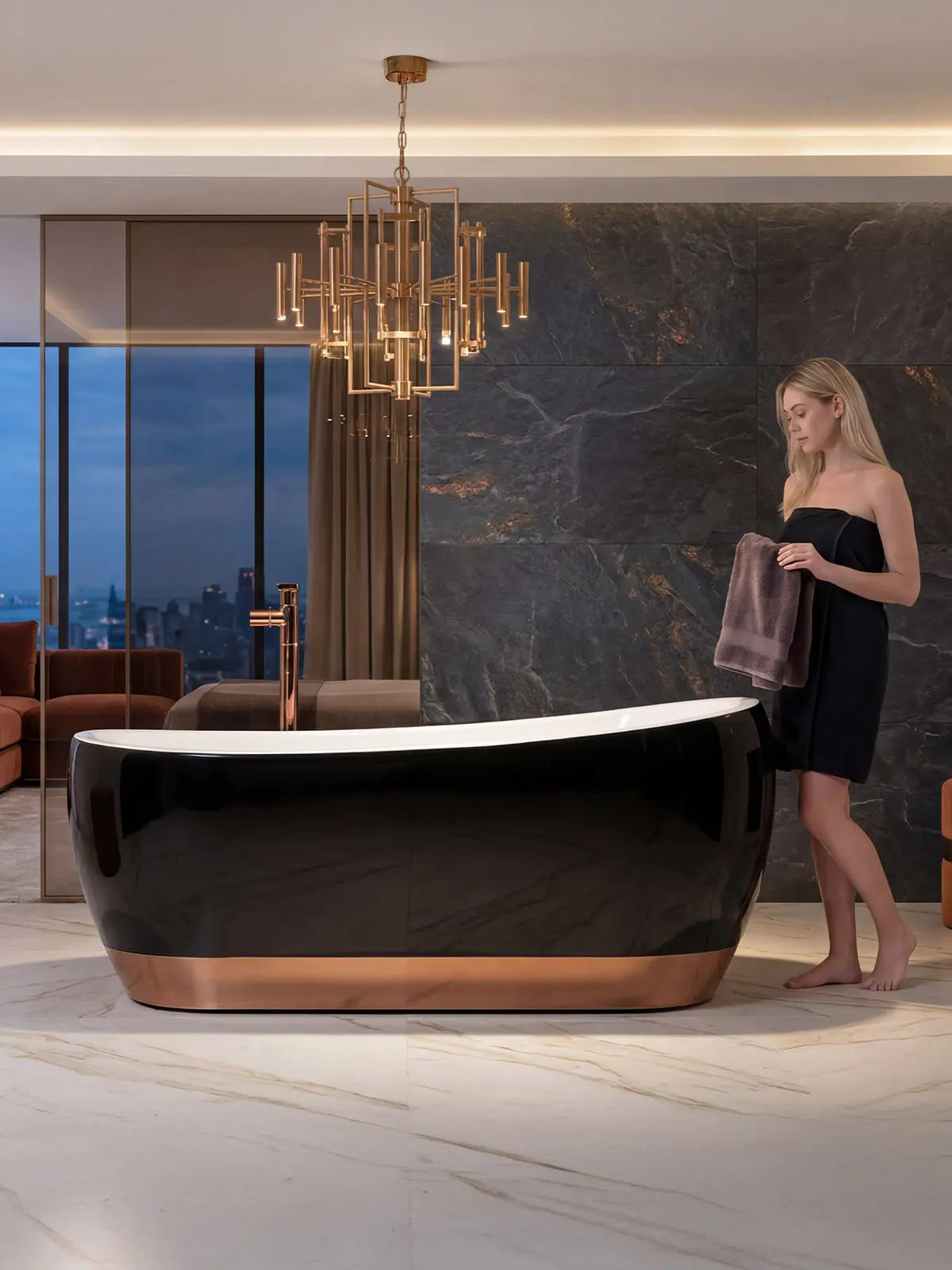 Ravon Wisteria 160 wanna wolnostojąca czarna połysk