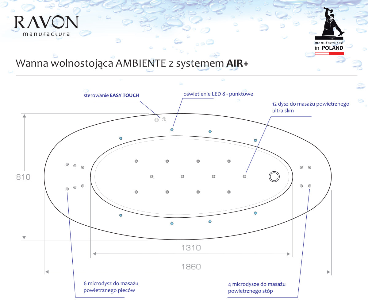 Wanna wolnostojąca Ambiente z systemem AIR+