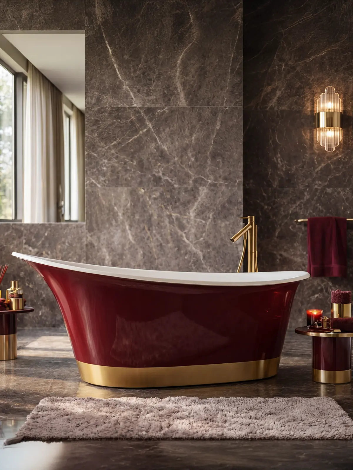 Wanna wolnostojąca Ravon Euphoria marmur i złote detale