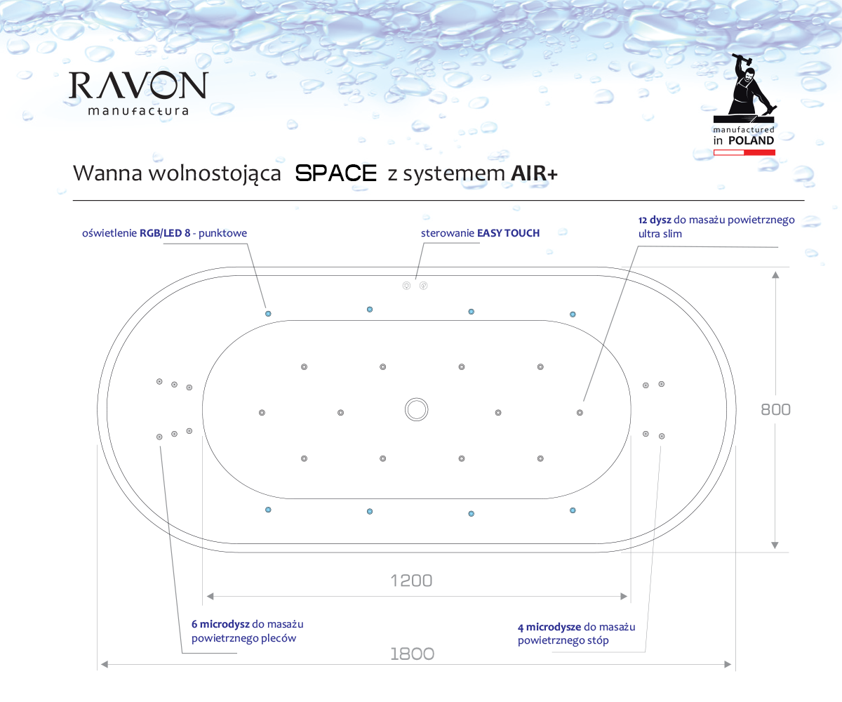 Wanna wolnostojąca Space z systemem AIR+